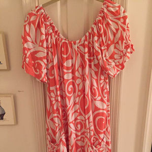 Coral print dress/cover-up